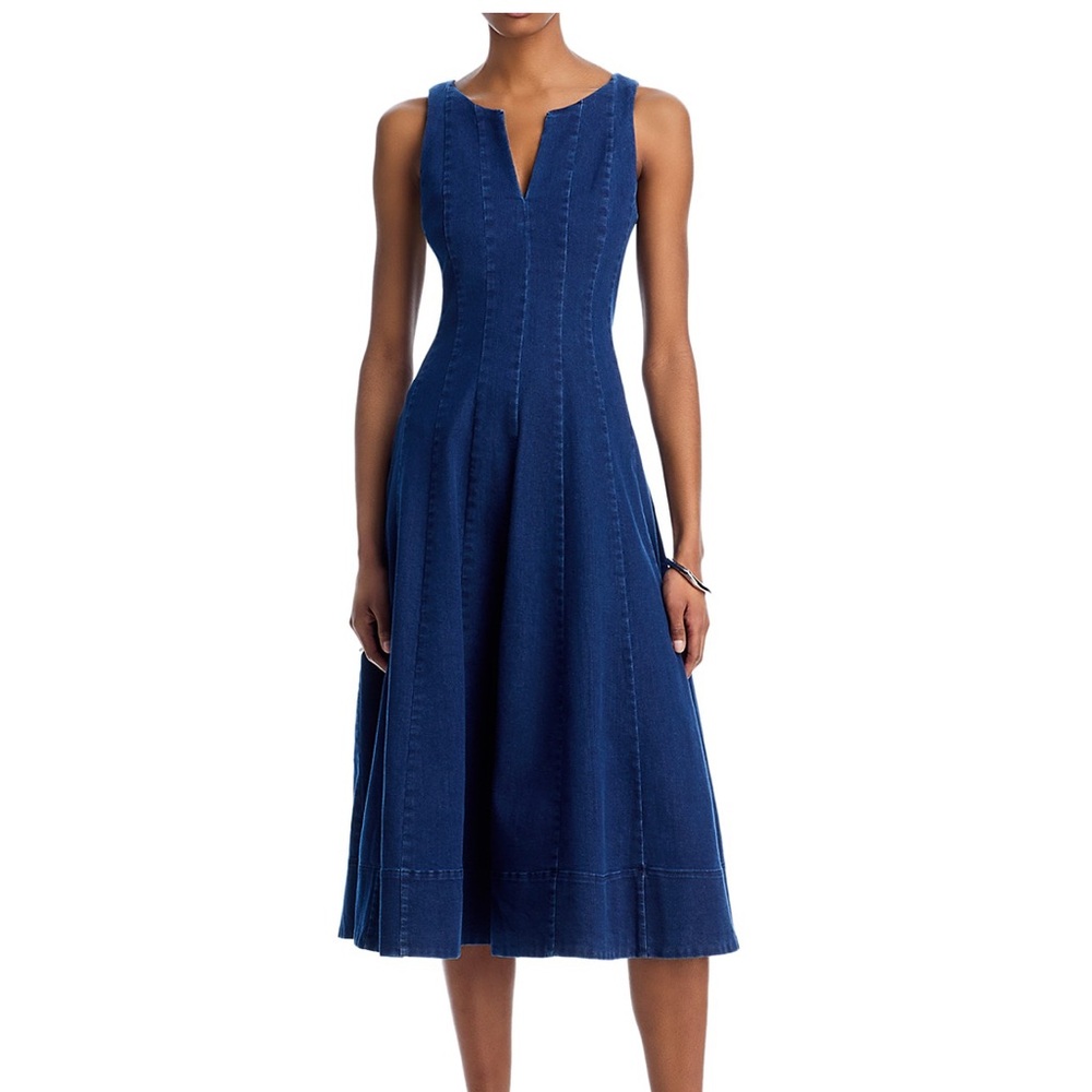 Aqua denim Deep Blue Midi Dress